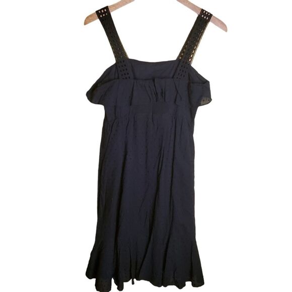 J. Crew Navy Blue Swiss Dot Midi Dress Size 4 Petite - Picture 4 of 13